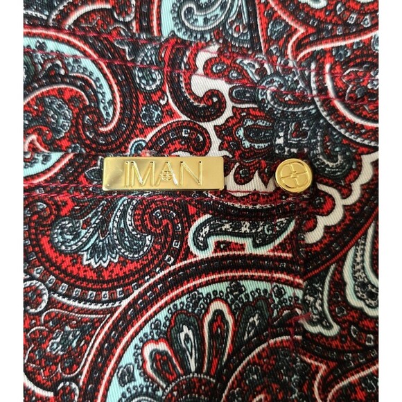 IMAN Women's Zip Up Boot Cut Paisley Pants Dark Red Size 14 - Picture 6 of 6
